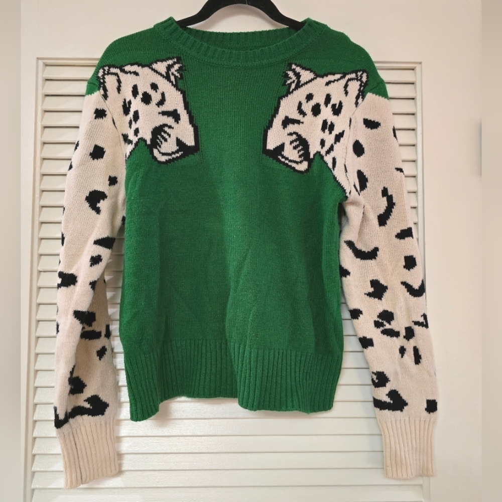 SHEIN - Unity Leopard Pattern Drop Shoulder Long-Sleeve Sweater